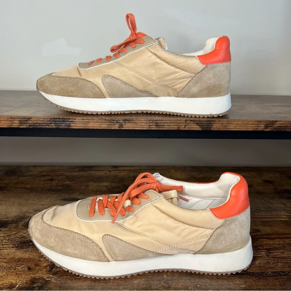 Matisse Farrah Natural/Orange Low Top Nylon Suede Padded Sneakers Women's 8